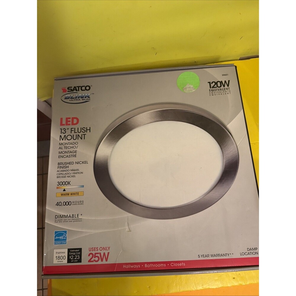 Satco S29651 25 Watt 13" Flush Mount LED Fixture 3000K